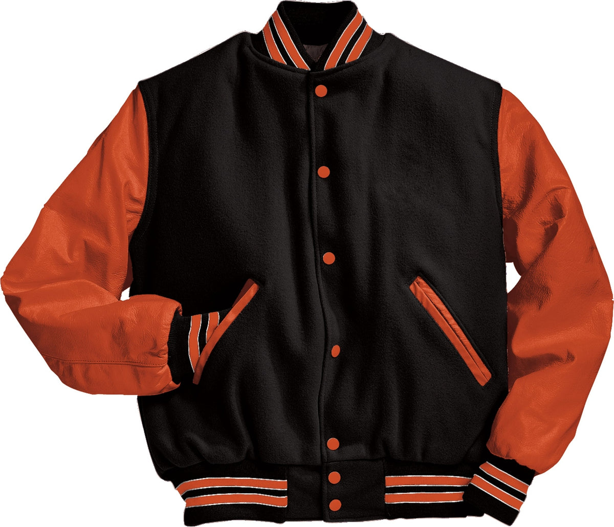 BLACK/BURNT ORANGE/BURNT ORANGE VARSITY WOOL JACKET