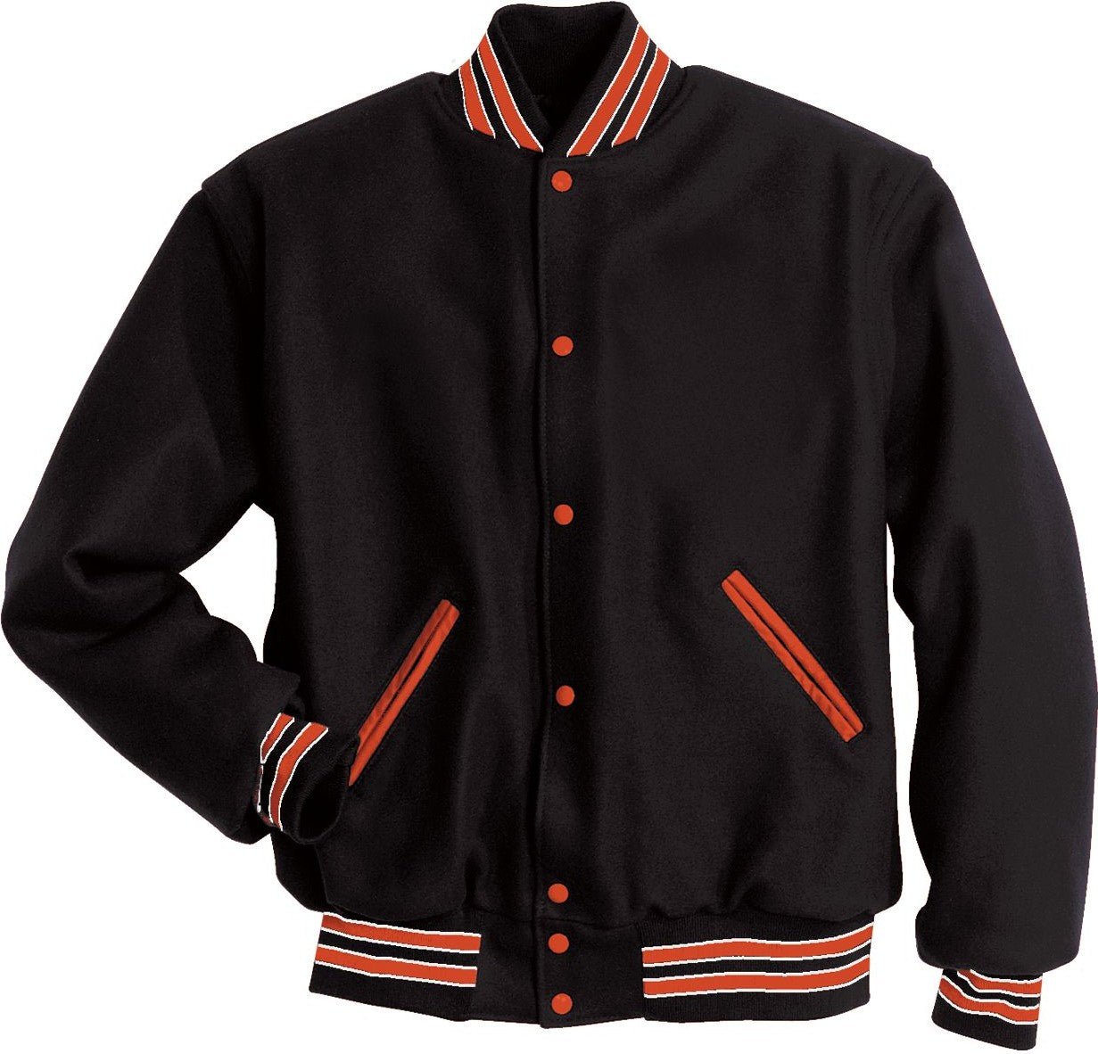 BLACK/BURNT ORANGE/WHITE LETTERMAN WOOL JACKET