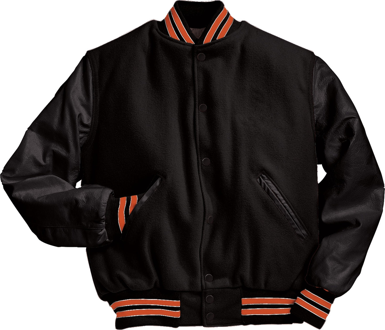 BLACK/BURNT ORANGE/WHITE VARSITY WOOL JACKET