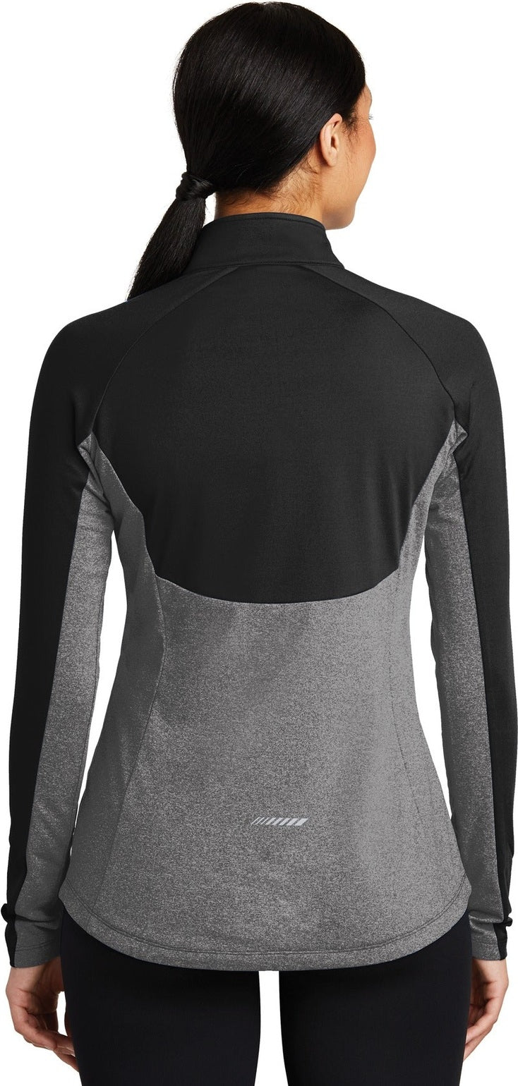 Black/Ch Gy He Sport-Tek Women's Sport-Wick Stretch Contrast 1/4-Zip Pullover. LST854