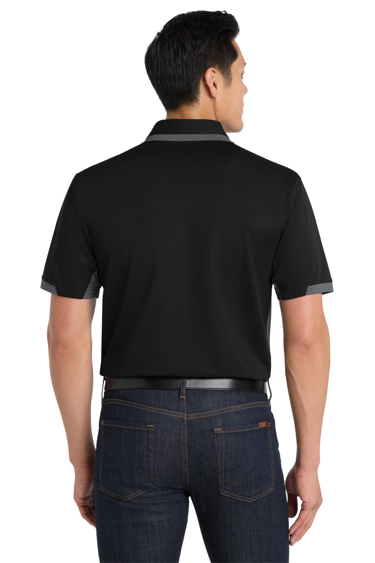 Black/Iron Gry Port Authority Dry Zone Colorblock Ottoman Polo. K524