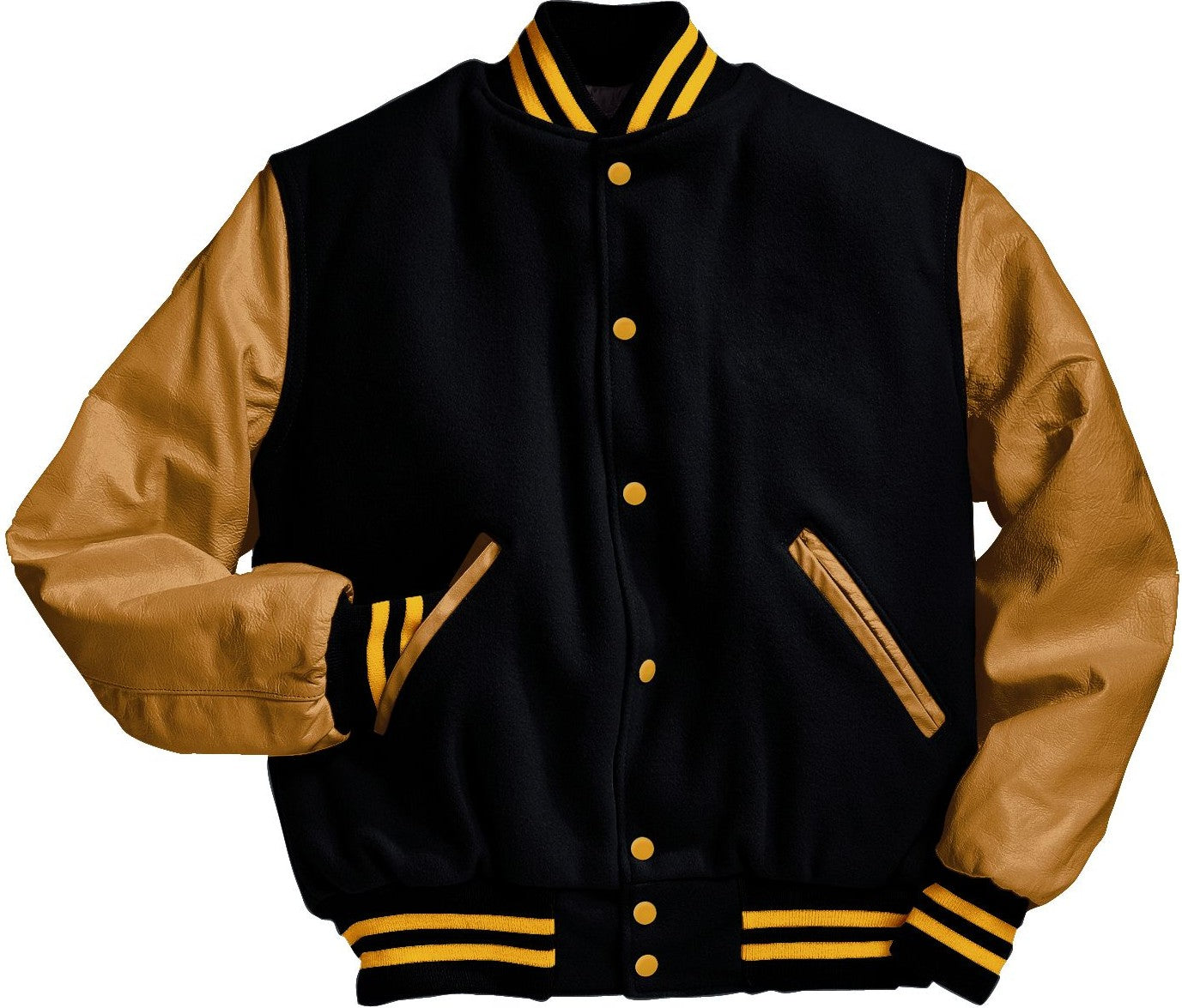 BLACK/LIGHT GOLD/LIGHT GOLD VARSITY WOOL JACKET