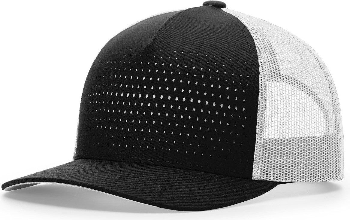 Black/Light Grey/Light Grey Laser Cut Five Panel Trucker