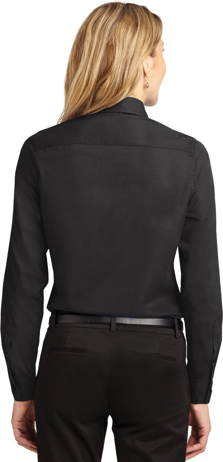 Black/Lt Stone Port Authority Women's Long Sleeve Easy Care Shirt. L608