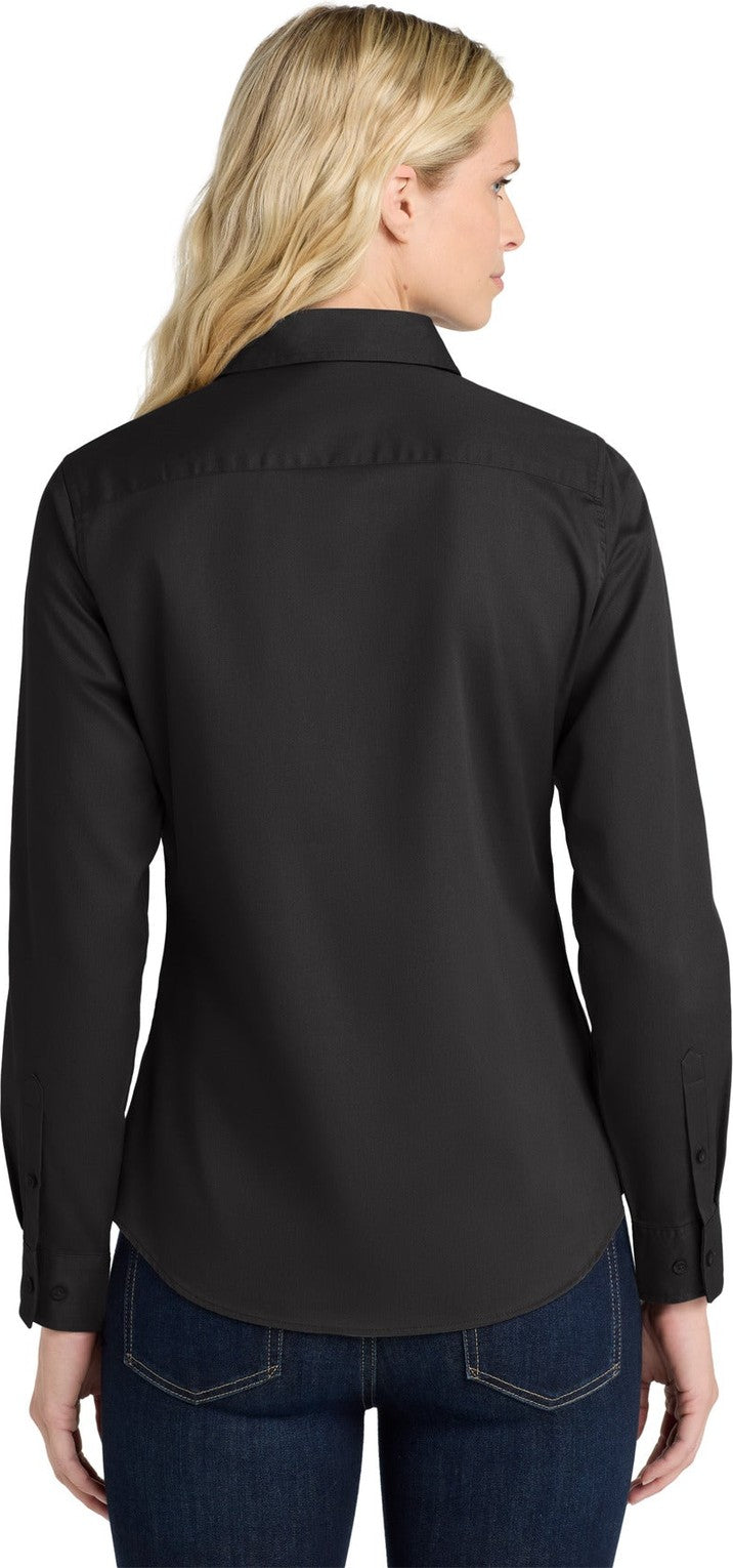 Black/Lt Stone Port Authority Women's Long Sleeve Easy Care Shirt. L608