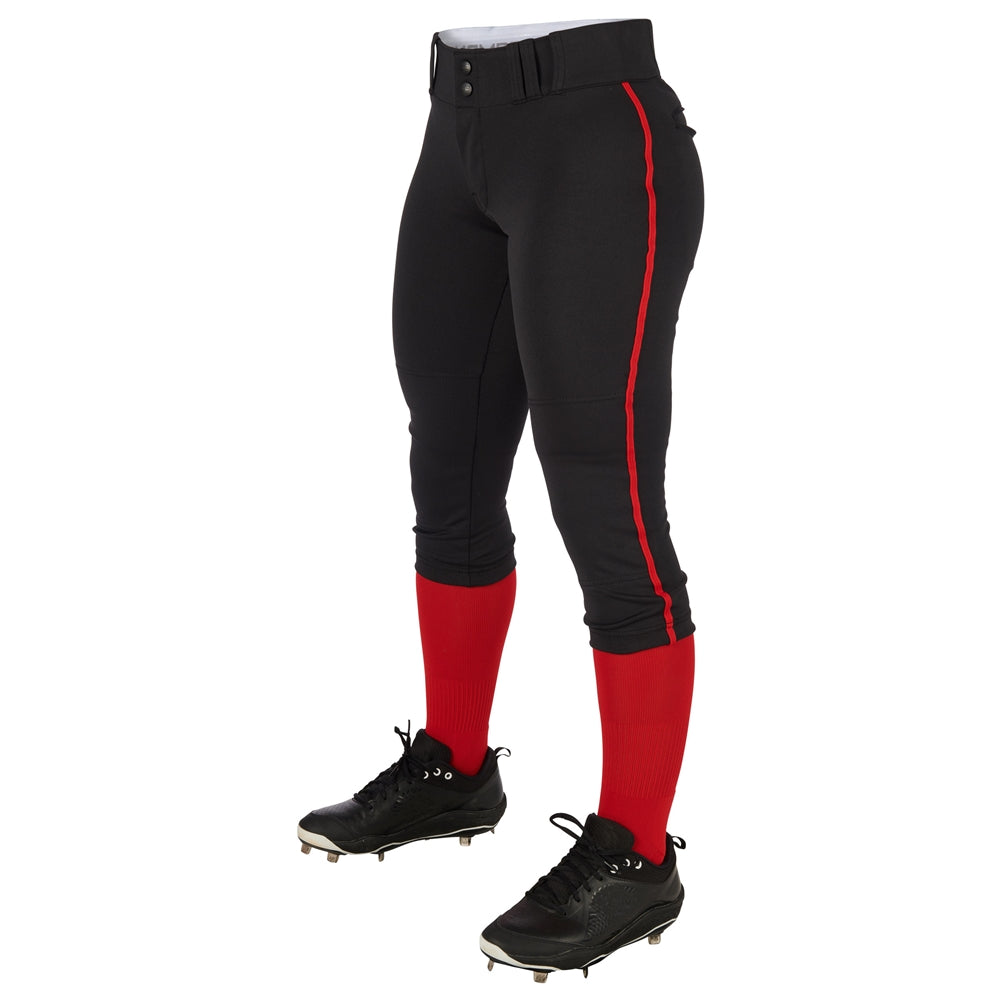 BLACK,SCARLET Tournament Women's Traditional Low Rise Pant W/Braid