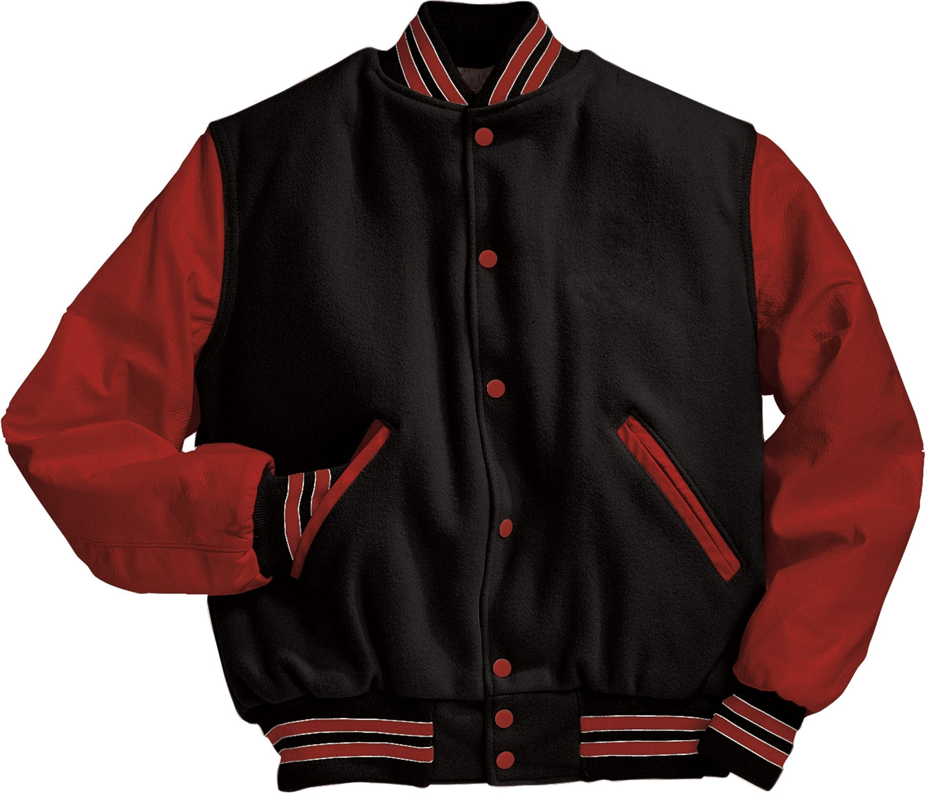 BLACK/SCARLET/SCARLET VARSITY WOOL JACKET