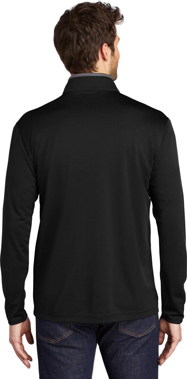 Black/Steel Gy Port Authority Silk Touch Performance 1/4-Zip K584