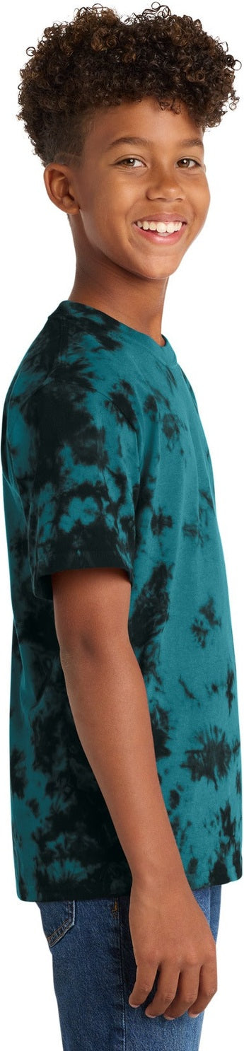 Black/Teal Port & Co Youth Crystal Tie-Dye Tee PC145Y