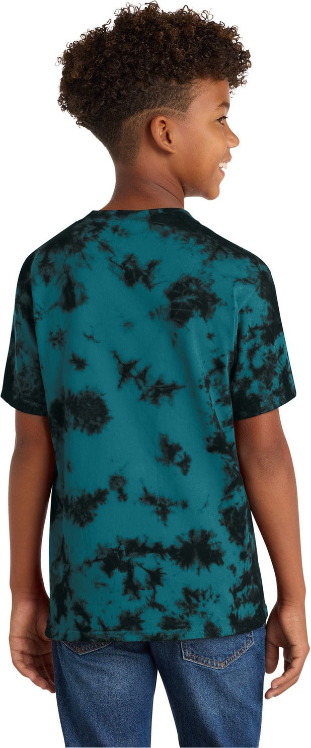 Black/Teal Port & Co Youth Crystal Tie-Dye Tee PC145Y