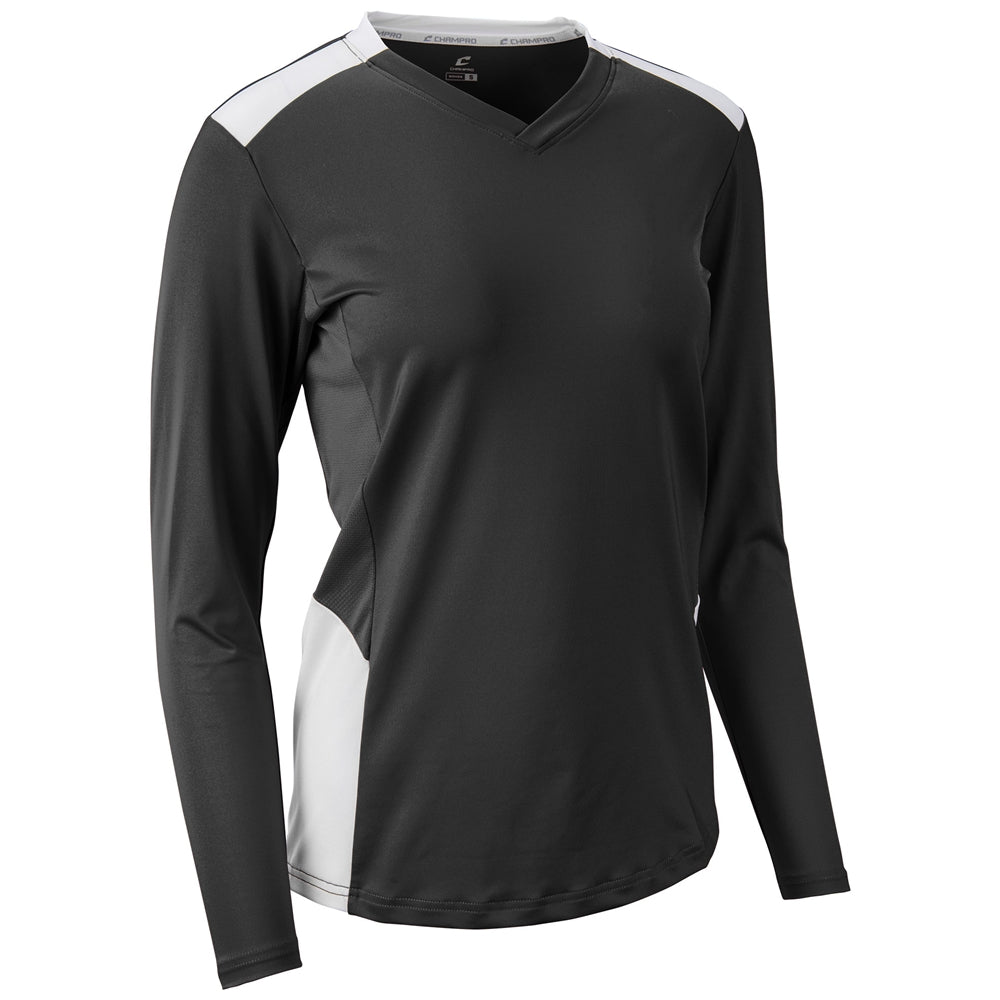 BLACK,WHITE Rally Long Sleeve Volleyball Jersey