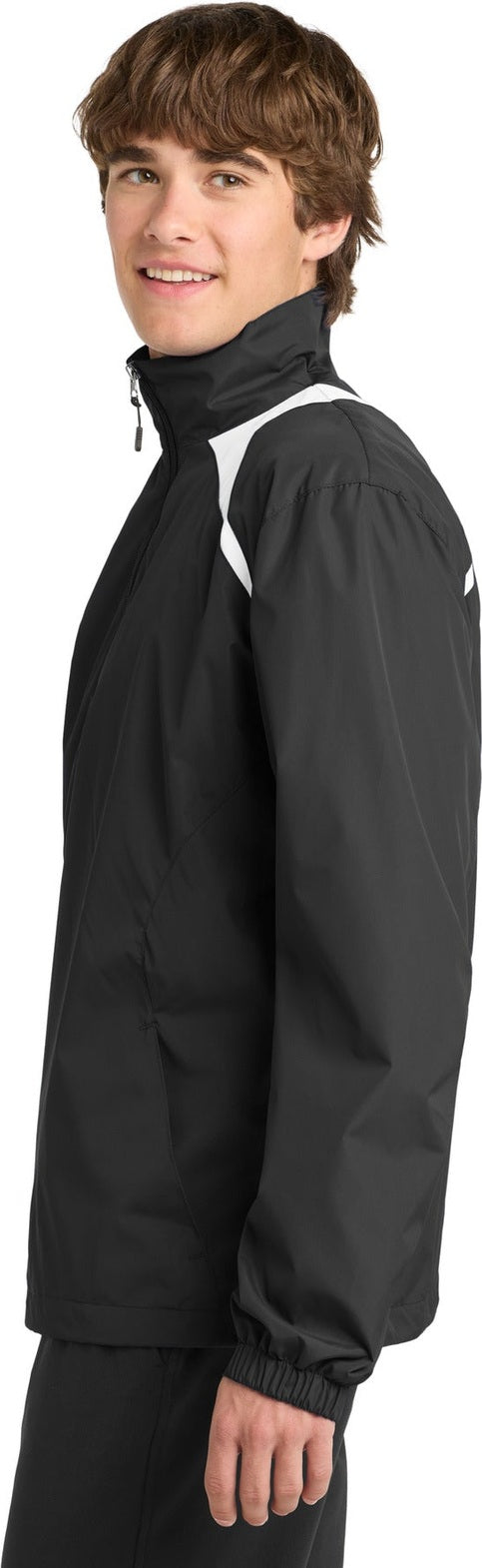 Black/White Sport-Tek 1/2-Zip Wind Shirt. JST75