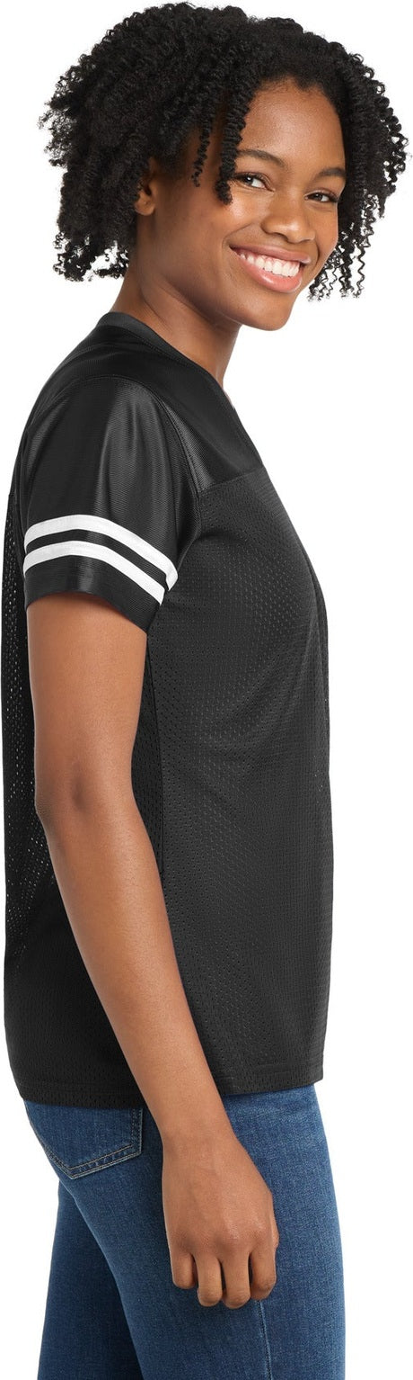 Black/White Sport-Tek Women's PosiCharge Replica Jersey. LST307