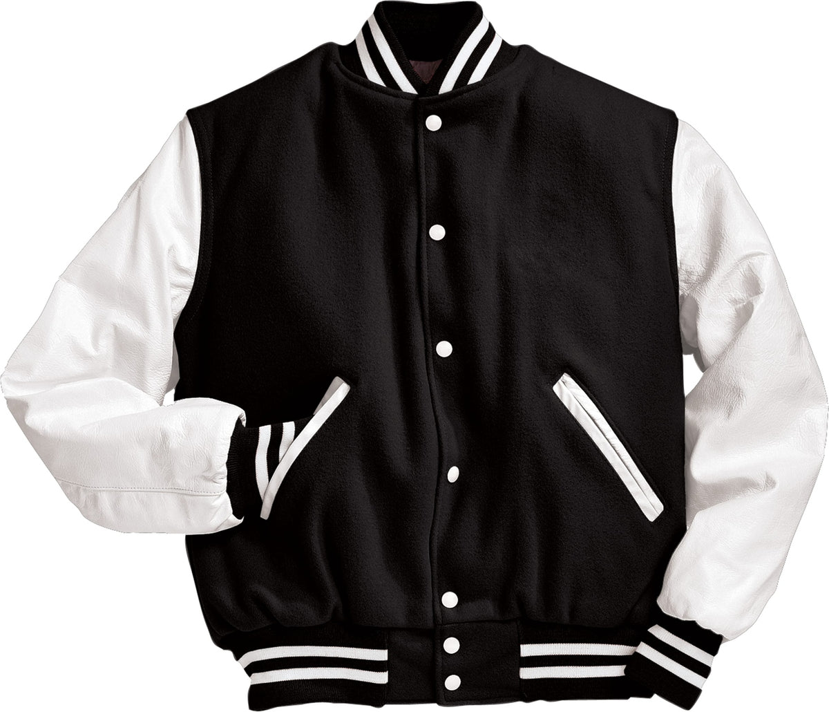 BLACK/WHITE VARSITY WOOL JACKET