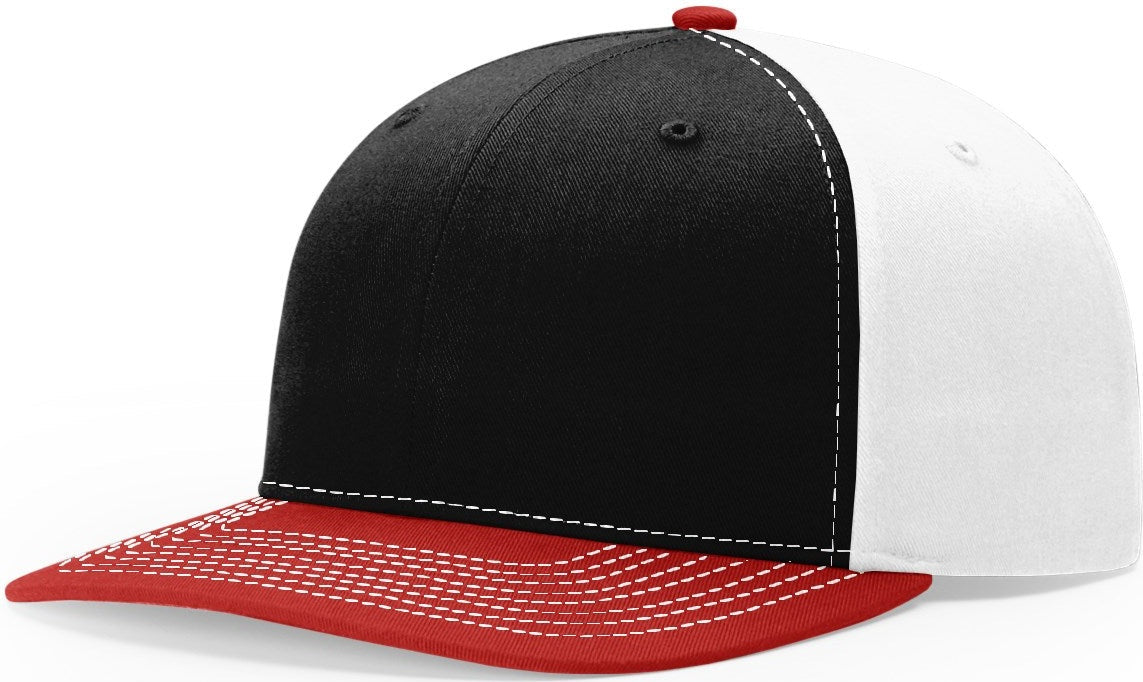 Black/White/Red Solid Twill Trucker