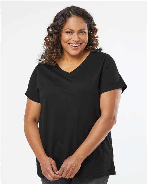 Blended Black Curvy Collection Women's Fine Jersey V-Neck Tee - 3817