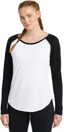 Blk TS/Wht TS Sport-Tek Women's PosiCharge Long Sleeve Tri-Blend Wicking Scoop Neck Raglan Tee LST400LS