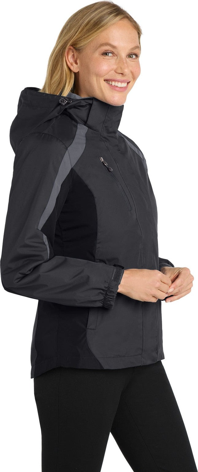 Blk/Blk/Mag Gy Port Authority Women's Colorblock 3-in-1 Jacket. L321