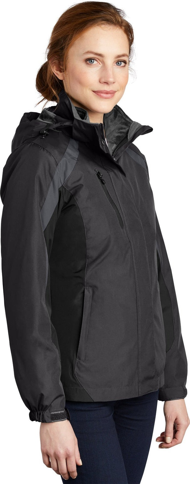 Blk/Blk/Mag Gy Port Authority Women's Colorblock 3-in-1 Jacket. L321