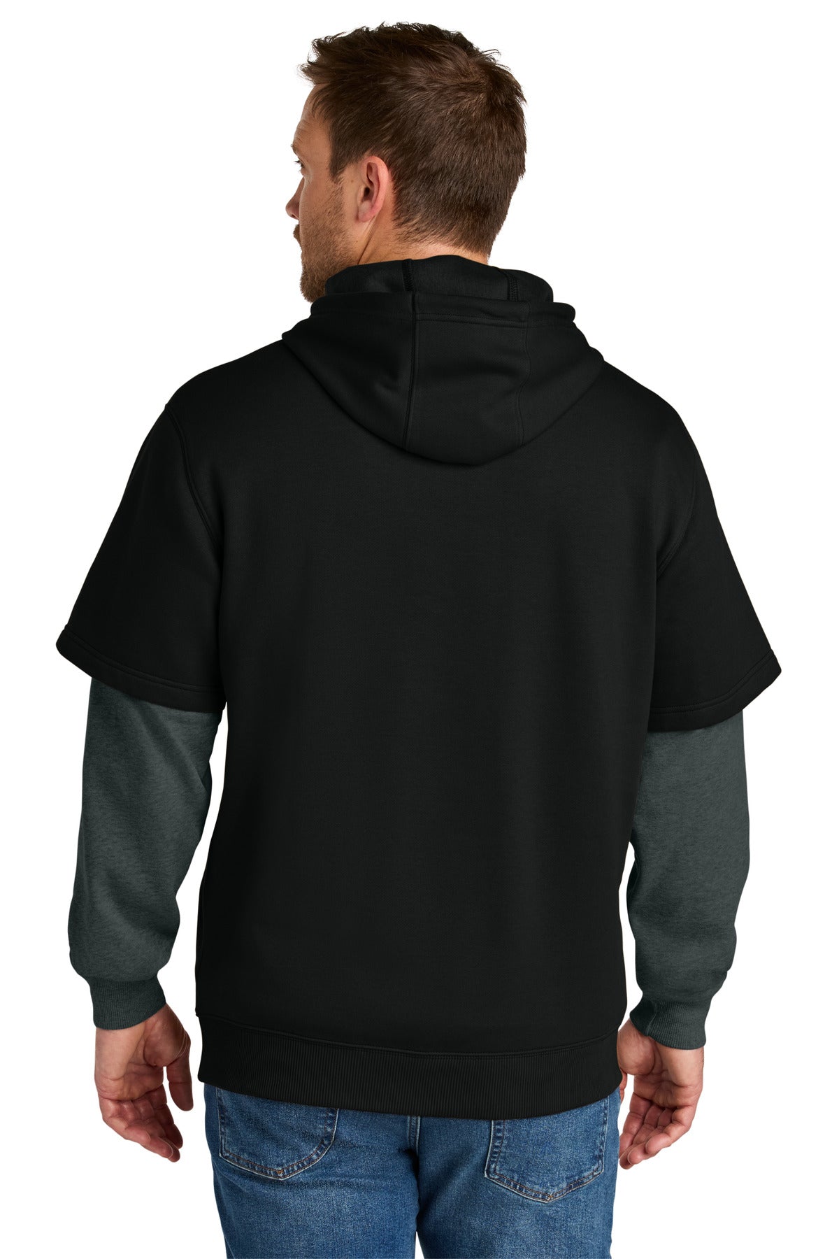 Blk/CharHt CornerStone Tough Fleece Layered Hoodie CSF632