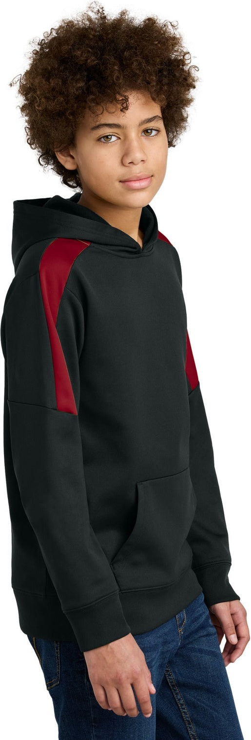 Blk/DpRed Sport-Tek Youth Sport-Wick Fleece United Pullover Hoodie YST255
