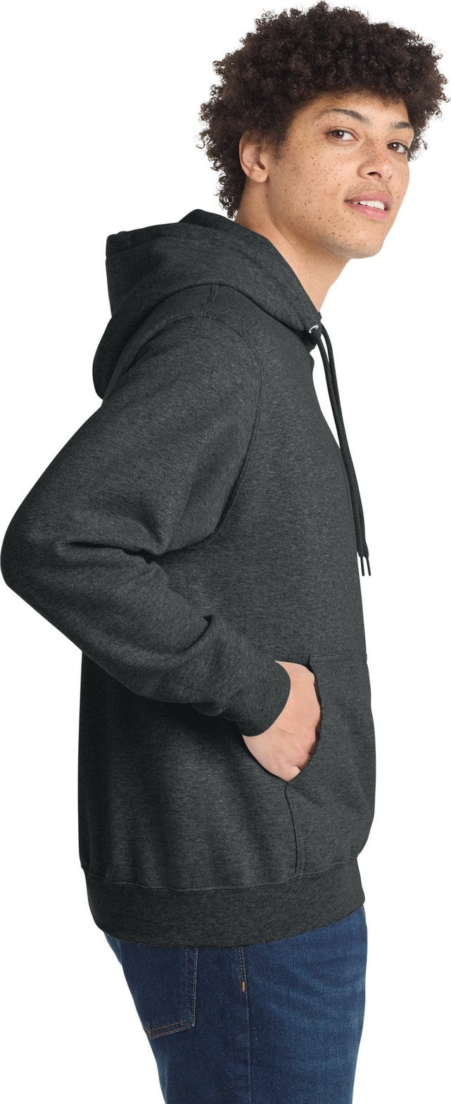 BlkHthr Port & Co Core Fleece Pullover Hooded Sweatshirt. PC78H