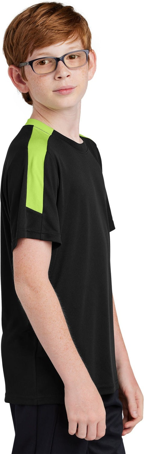 Blk/LmShk Sport-Tek Youth Competitor United Crew YST100