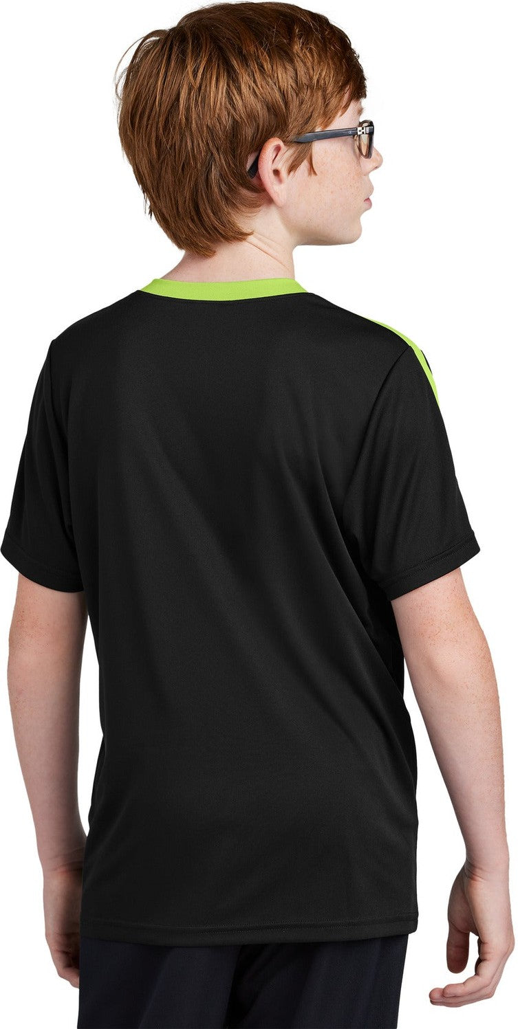 Blk/LmShk Sport-Tek Youth Competitor United Crew YST100