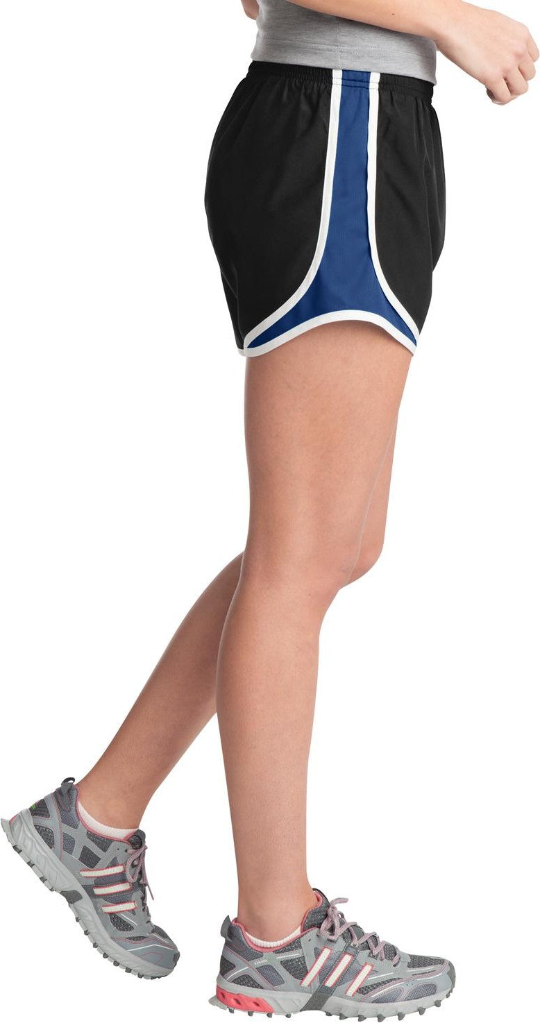 Blk/TrRoyl/Wht Sport-Tek Women's Cadence Short. LST304
