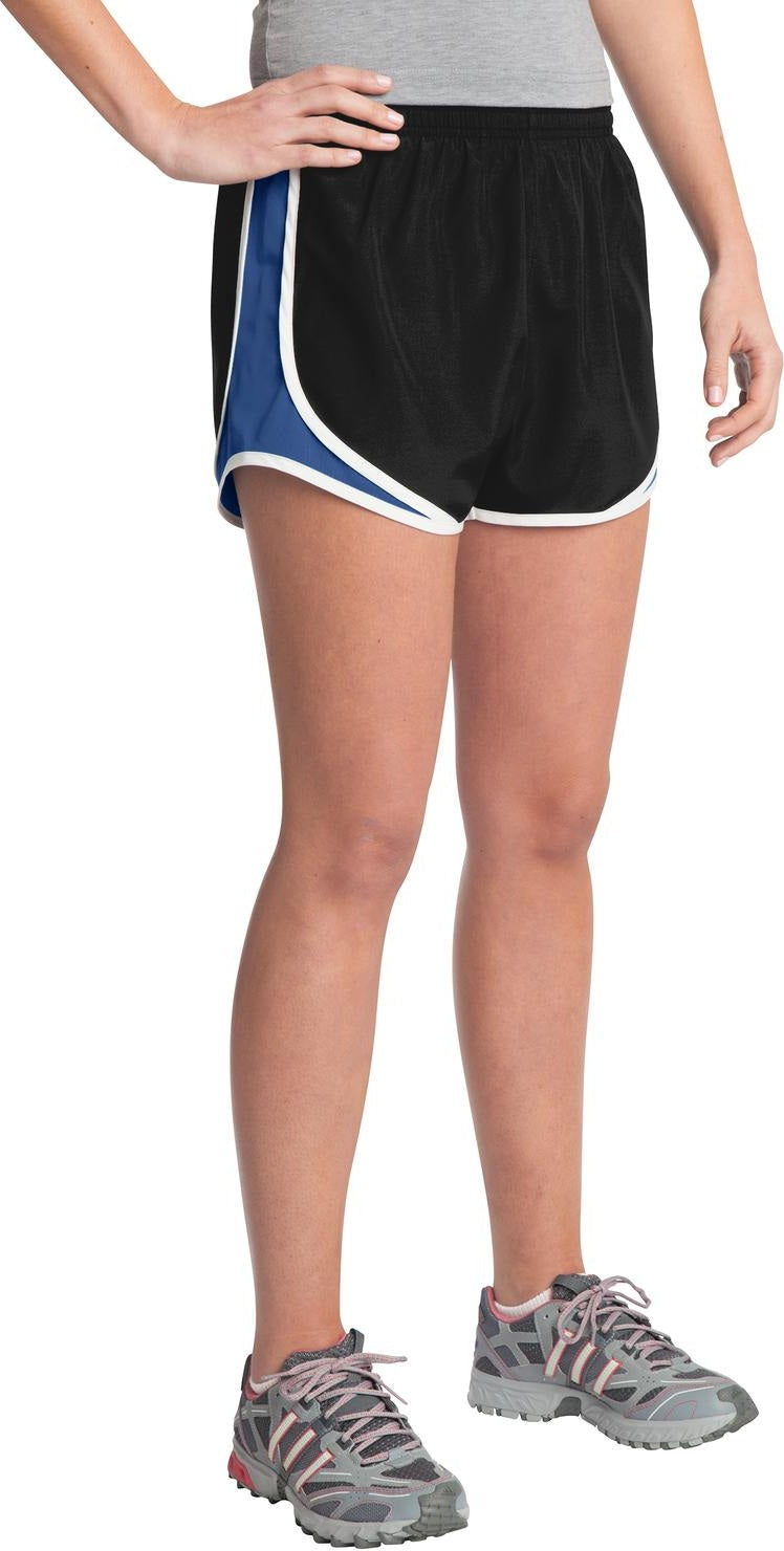 Blk/TrRoyl/Wht Sport-Tek Women's Cadence Short. LST304