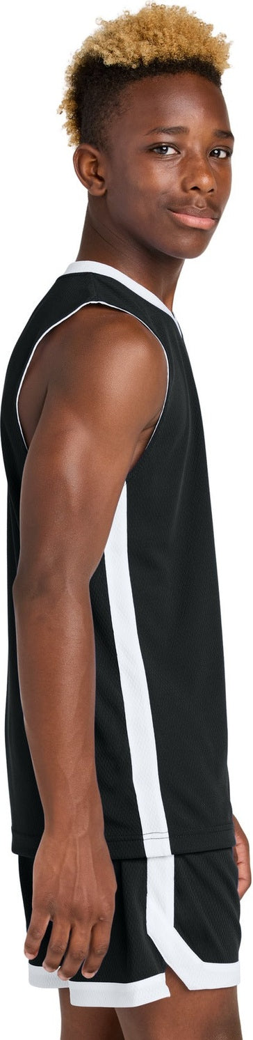 Blk/White Sport-Tek Youth Rival Basketball Rev Jersey YST900