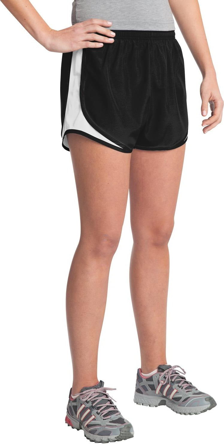 Blk/Wht/Blk Sport-Tek Women's Cadence Short. LST304