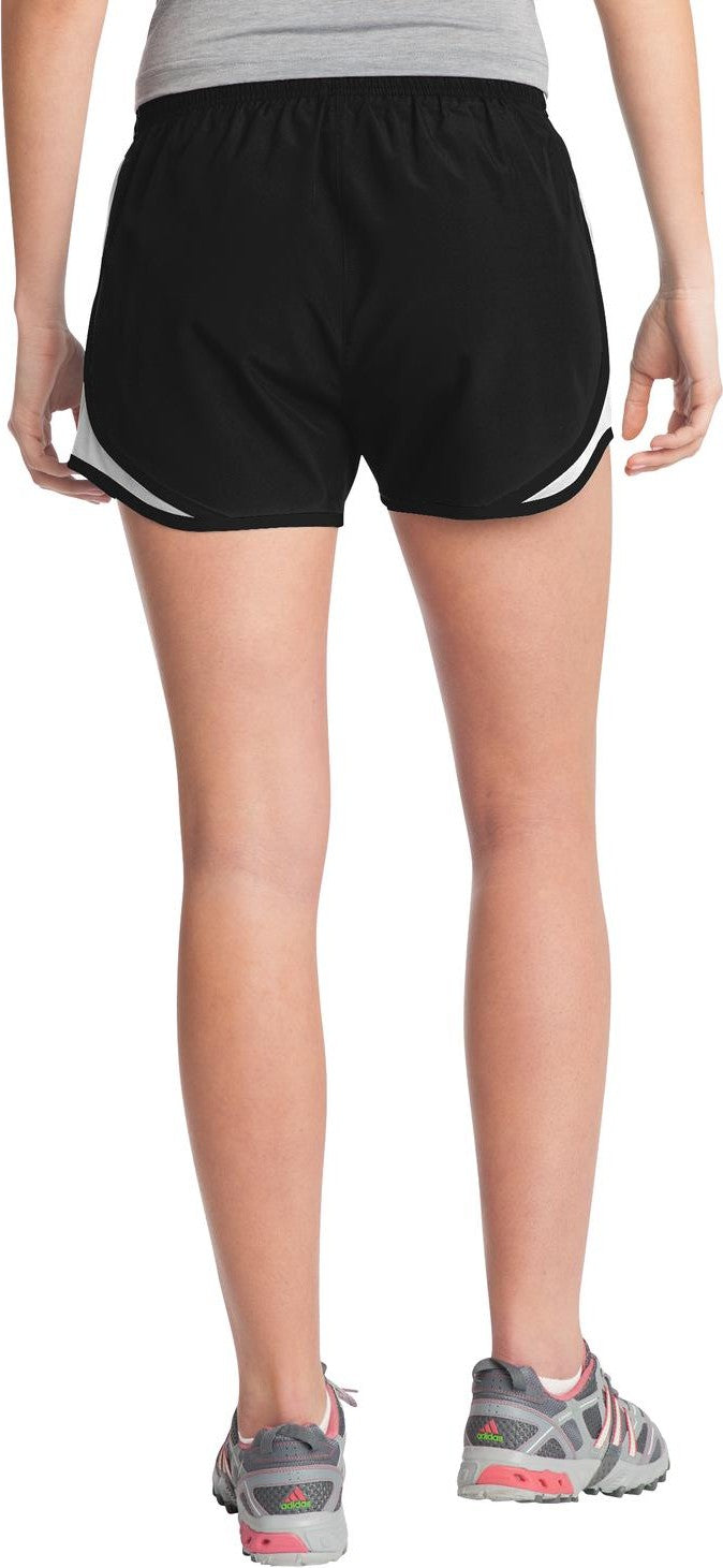 Blk/Wht/Blk Sport-Tek Women's Cadence Short. LST304