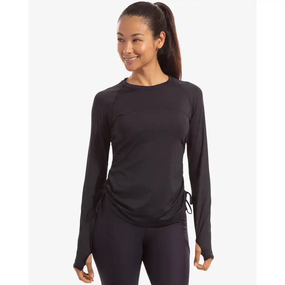Bloquv Drawstring Long Sleeve Crew Black