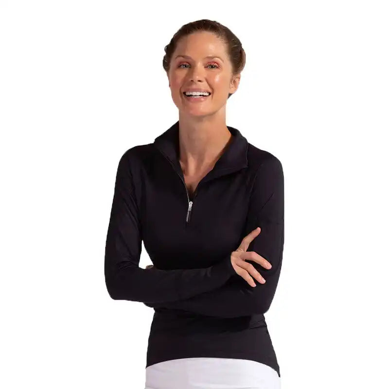 Bloquv Mock Zip Top Women’s Black