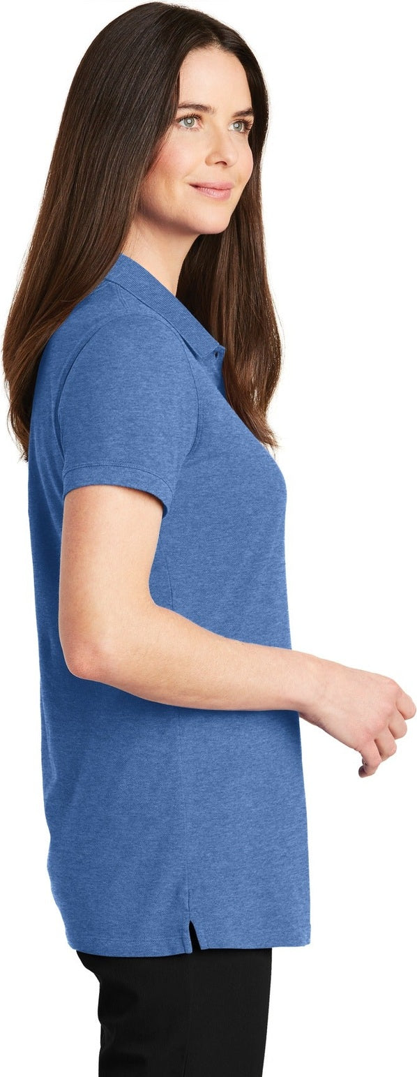 Blue Heather Port Authority Women's EZCotton Polo. LK8000