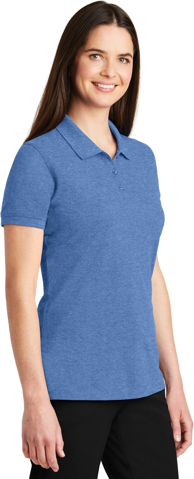 Blue Heather Port Authority Women's EZCotton Polo. LK8000