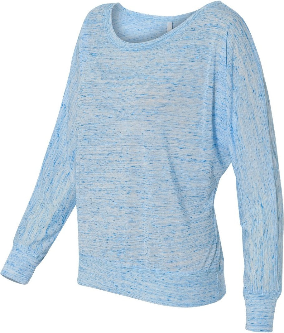 Blue Marble Women’s Flowy Off Shoulder Long Sleeve Tee - 8850
