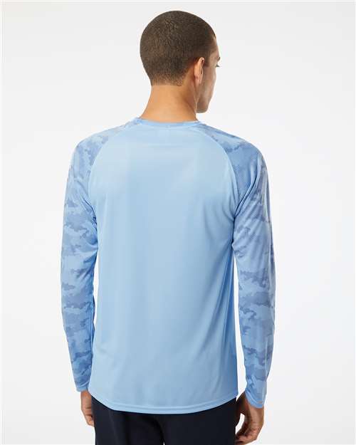 Blue Mist Cayman Performance Camo Colorblocked Long Sleeve T-Shirt - 216