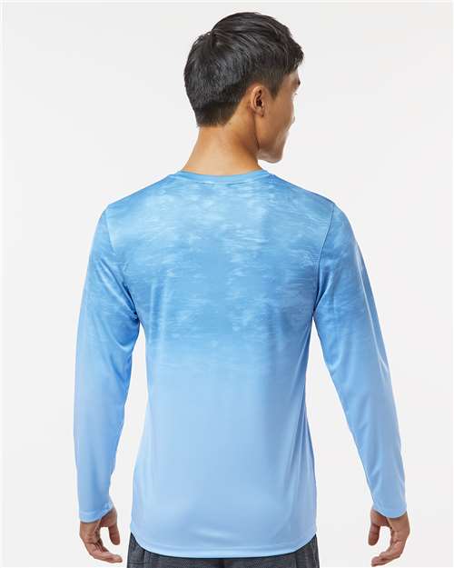 Blue Mist Fade Montauk Oceanic Fade Performance Long Sleeve T-Shirt - 229