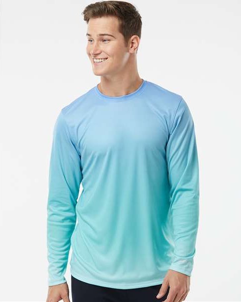 Blue Mist/ Light Teal Barbados Performance Pin Dot Long Sleeve T-Shirt - 225