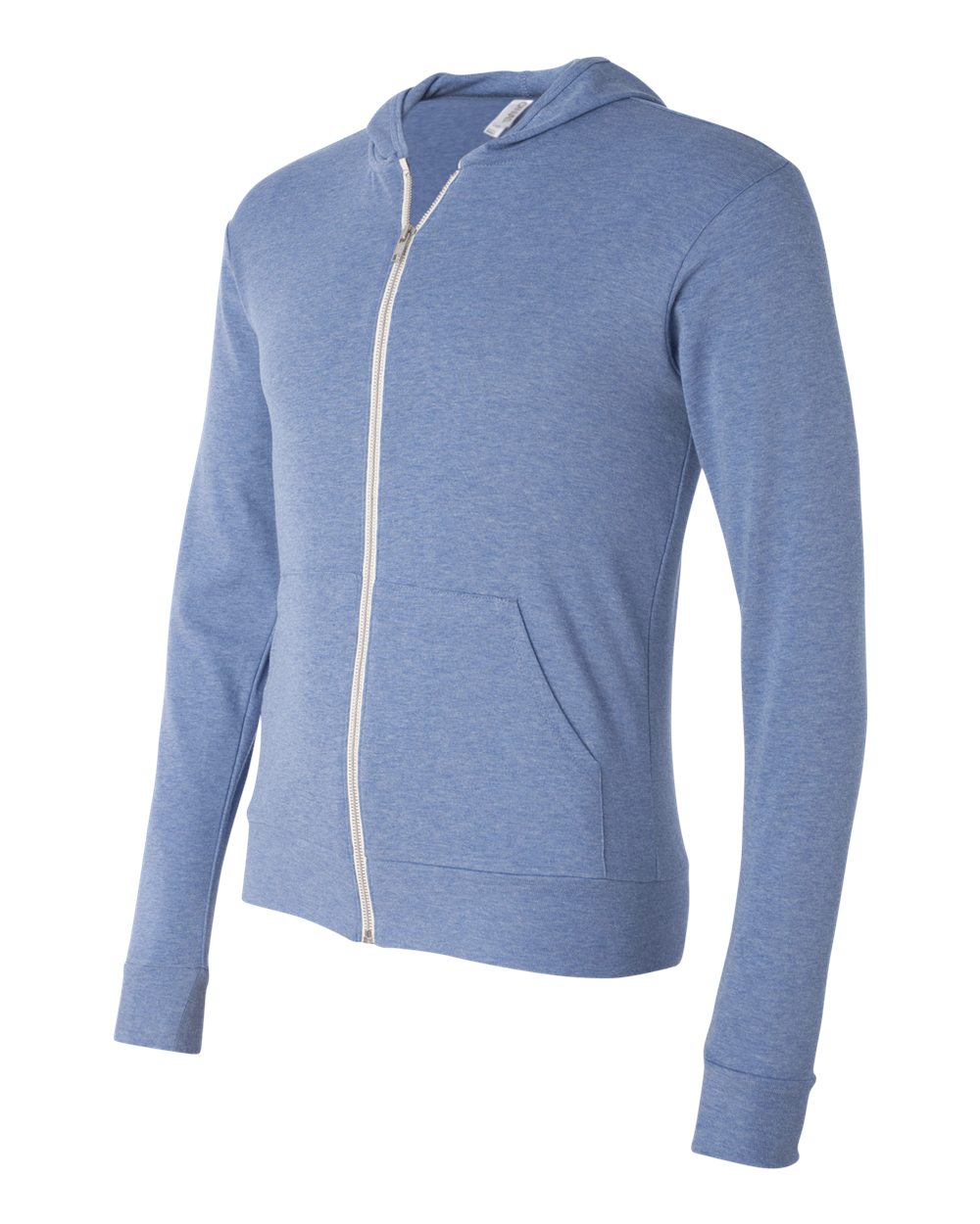 Blue Triblend Triblend Lightweight Full-Zip Hooded Long Sleeve Tee - 3939
