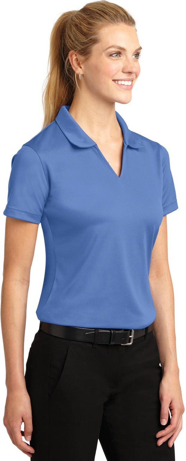 Blueberry Sport-Tek Women's Dri-Mesh V-Neck Polo. L469
