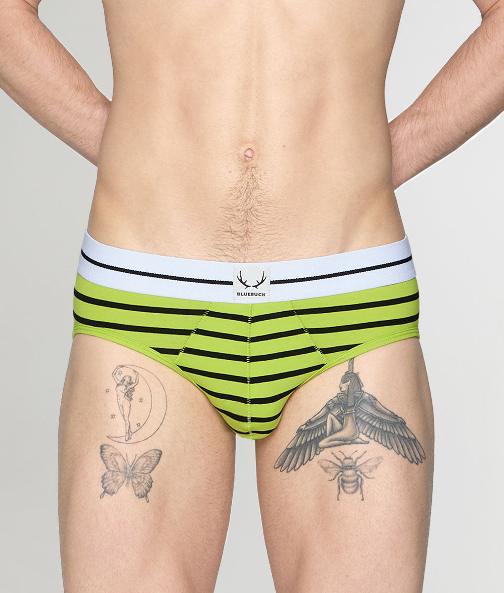 Bluebuck Nautical 25 Brief - Lime Green/black / Small