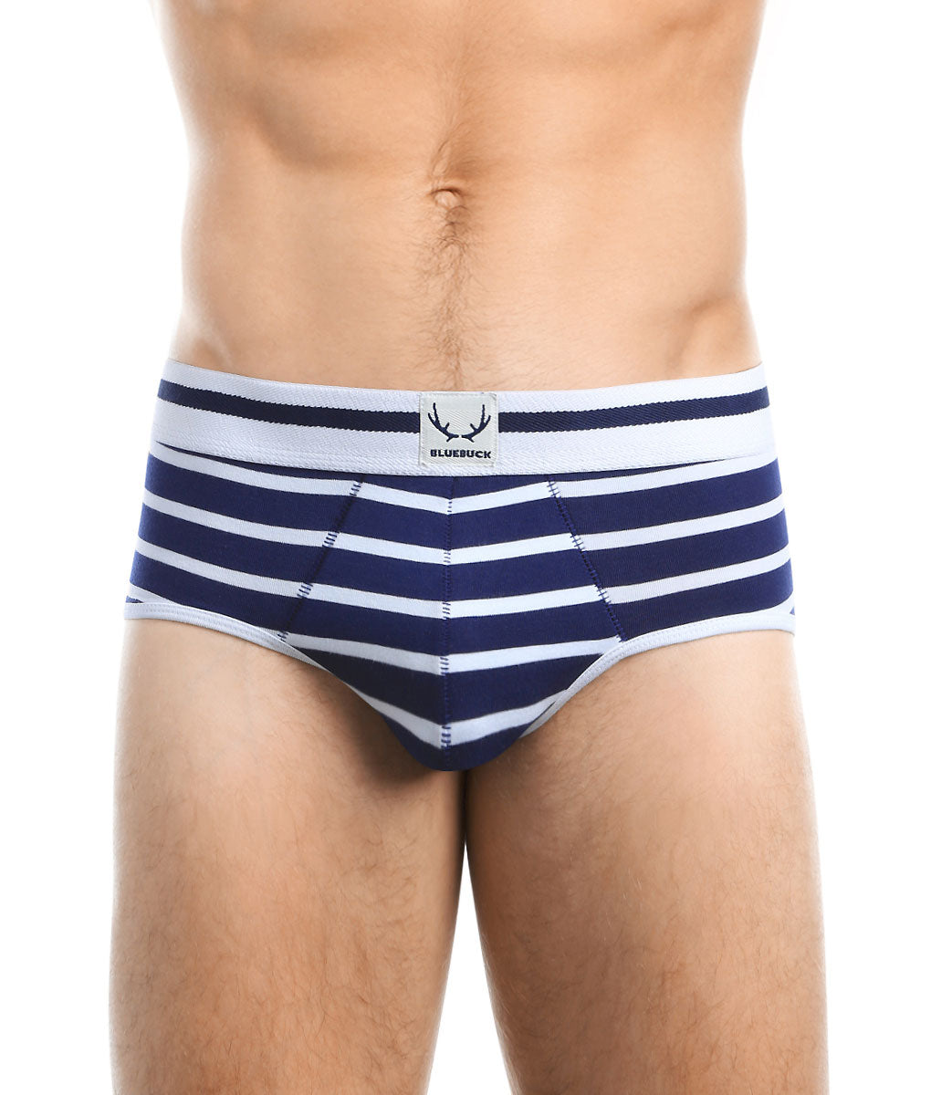 Bluebuck Nautical Brief - Navy/white Stripes / Small