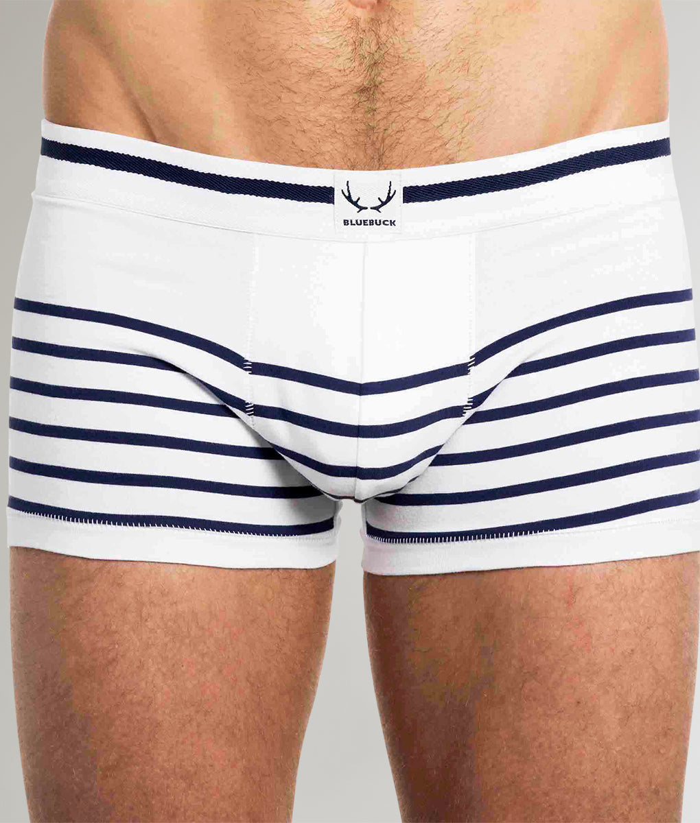 Bluebuck Nautical Trunk - White/navy Stripes / Small