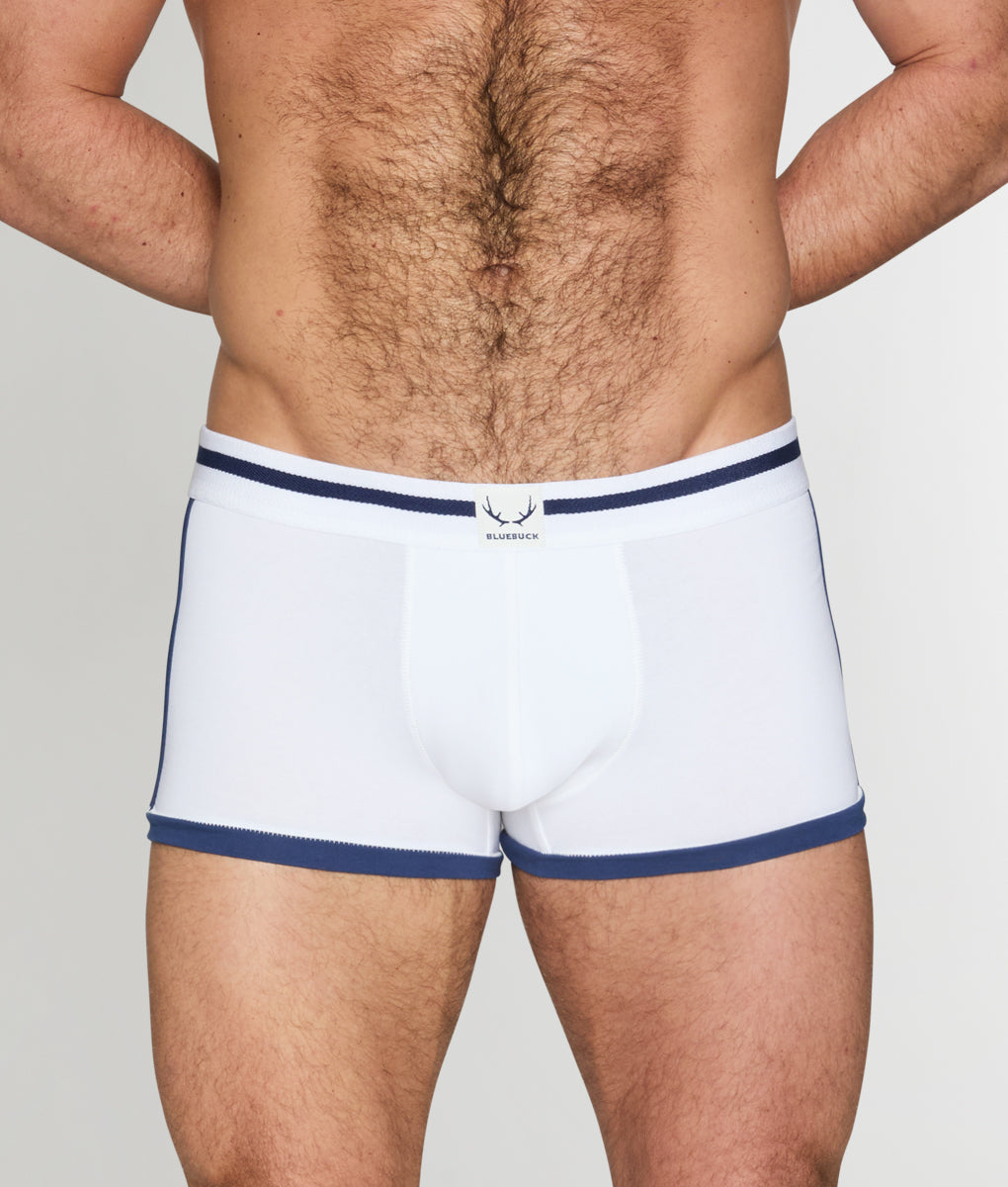 Bluebuck Nautical Trunk - White W/ Navy Border / Small