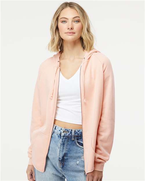 Blush Women&#39;s California Wave Wash Full-Zip Hooded Sweatshirt - PRM2500Z