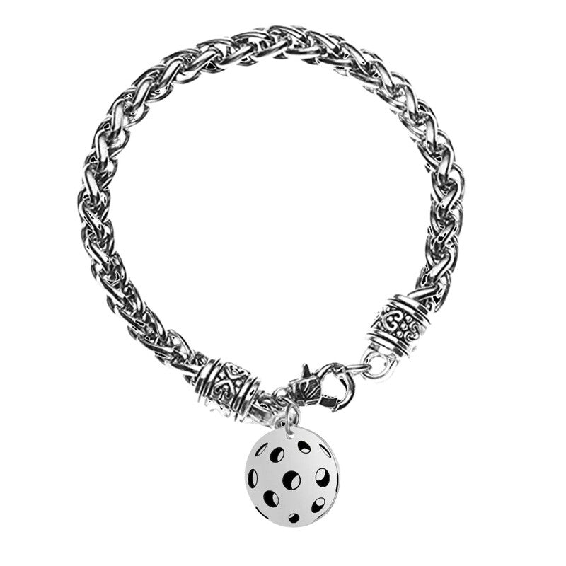 Born to Rally Pickleball Ball Charm Bracelet - Sil / Os