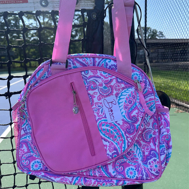 Born to Rally Pickleball Paisley Bag (pink)